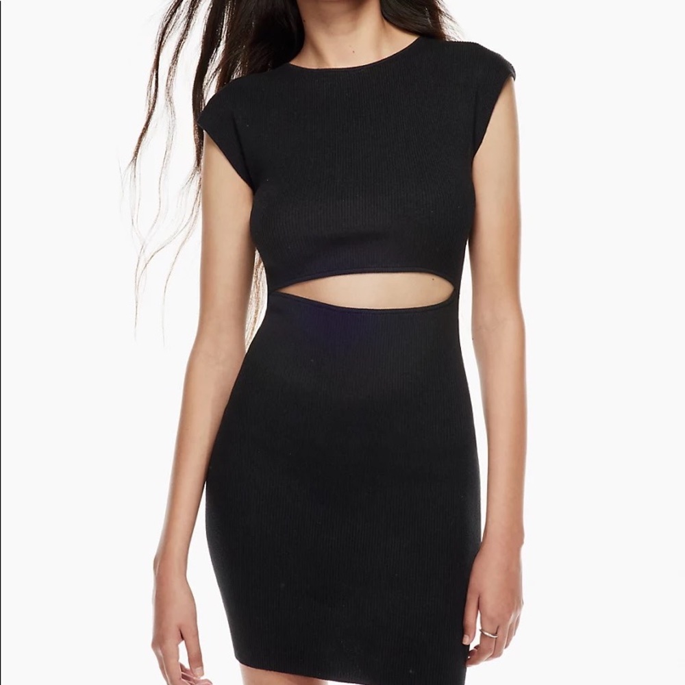 Aritzia Black Cut-Out Mini Knit Dress